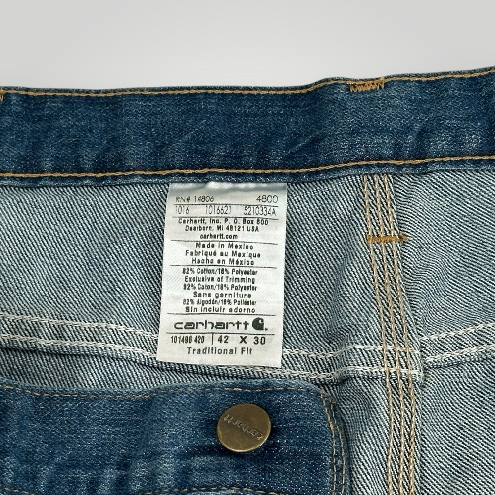 Carhartt Straight Traditional Fit Jeans Mens 42x30 Blue Workwear Denim 101496 - Picture 5 of 7